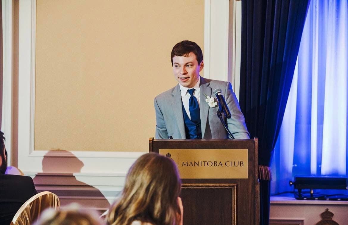 Josh starting his Best Man Speech