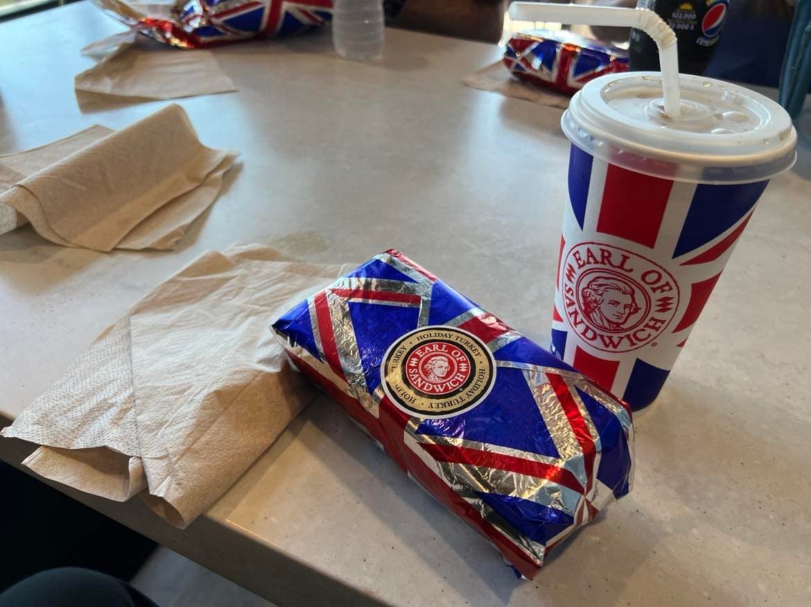 A Earl of Sandwich Lunch waiting to be opened