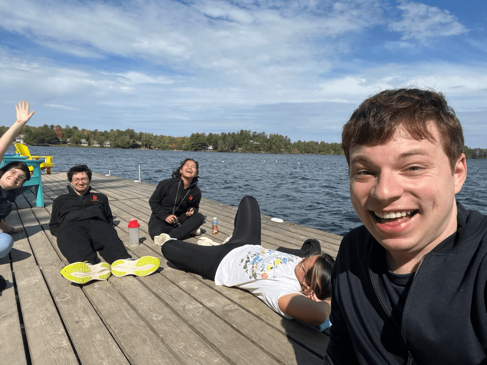 Group of friends on a dock