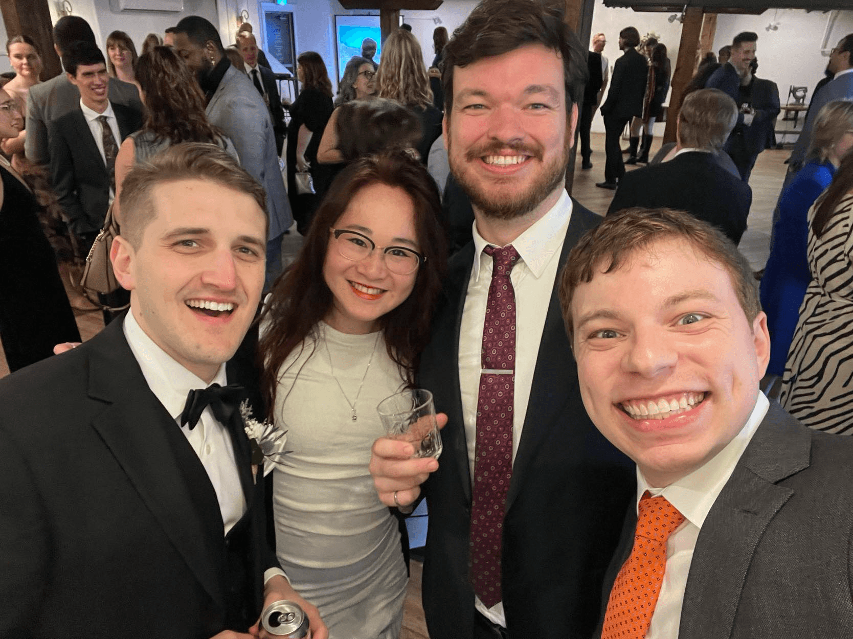 A group of friends at a wedding